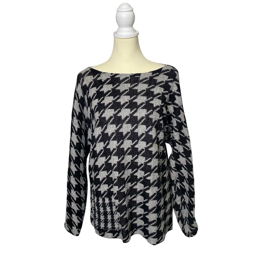 J.Jill 100% Cotton Classic Boat Neck Herringbone Knit Sweater Womens Size Medium
